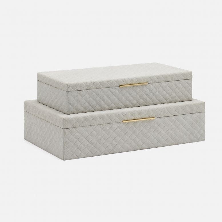 Bower Box in Light Grey Suede LG - 15"W x 9"D x 4"H