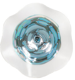 White Matte Nebula Wall Plate with Aqua Center - 21" Dia