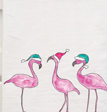 Flamingo's Warm Winter Wishes Customizable Flour Sack Dish Towel