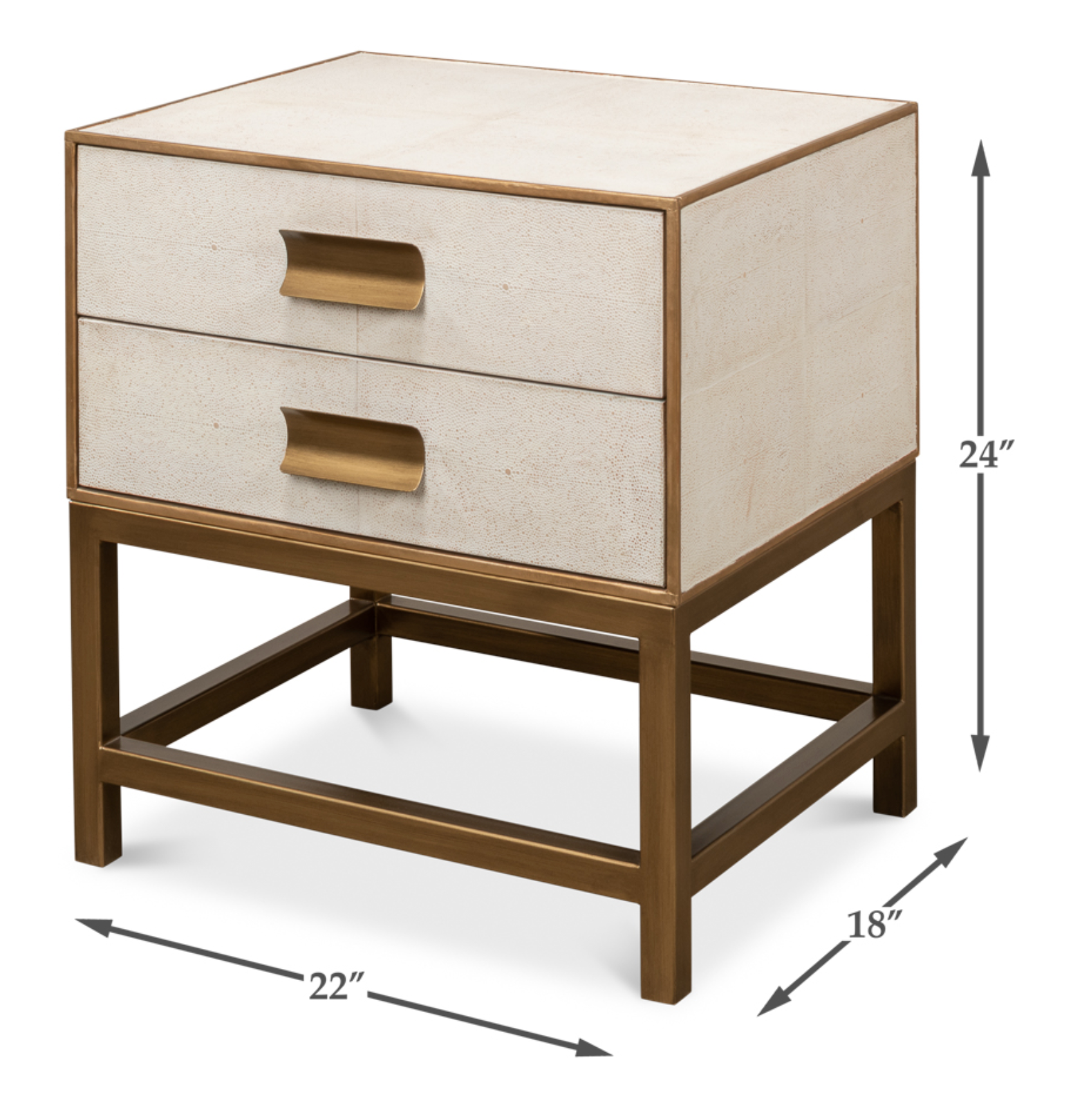 Gideon Shagreen Side Table  Osprey White 22"w x 18"d x 24"h