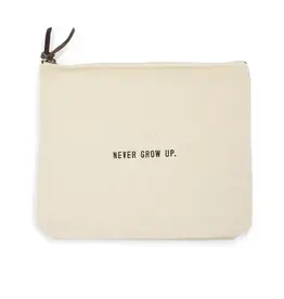 Never Grow Up Canvas Zip Bag 8.5"x7.5"