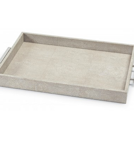 Ivory Grey Shagreen Rectangle Tray   14 x 20 x 2