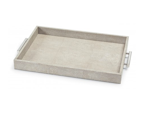 Ivory Grey Shagreen Rectangle Tray   14 x 20 x 2