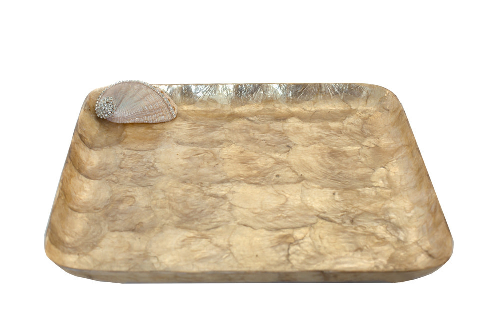 Capiz Tray 10"x10"- Gold