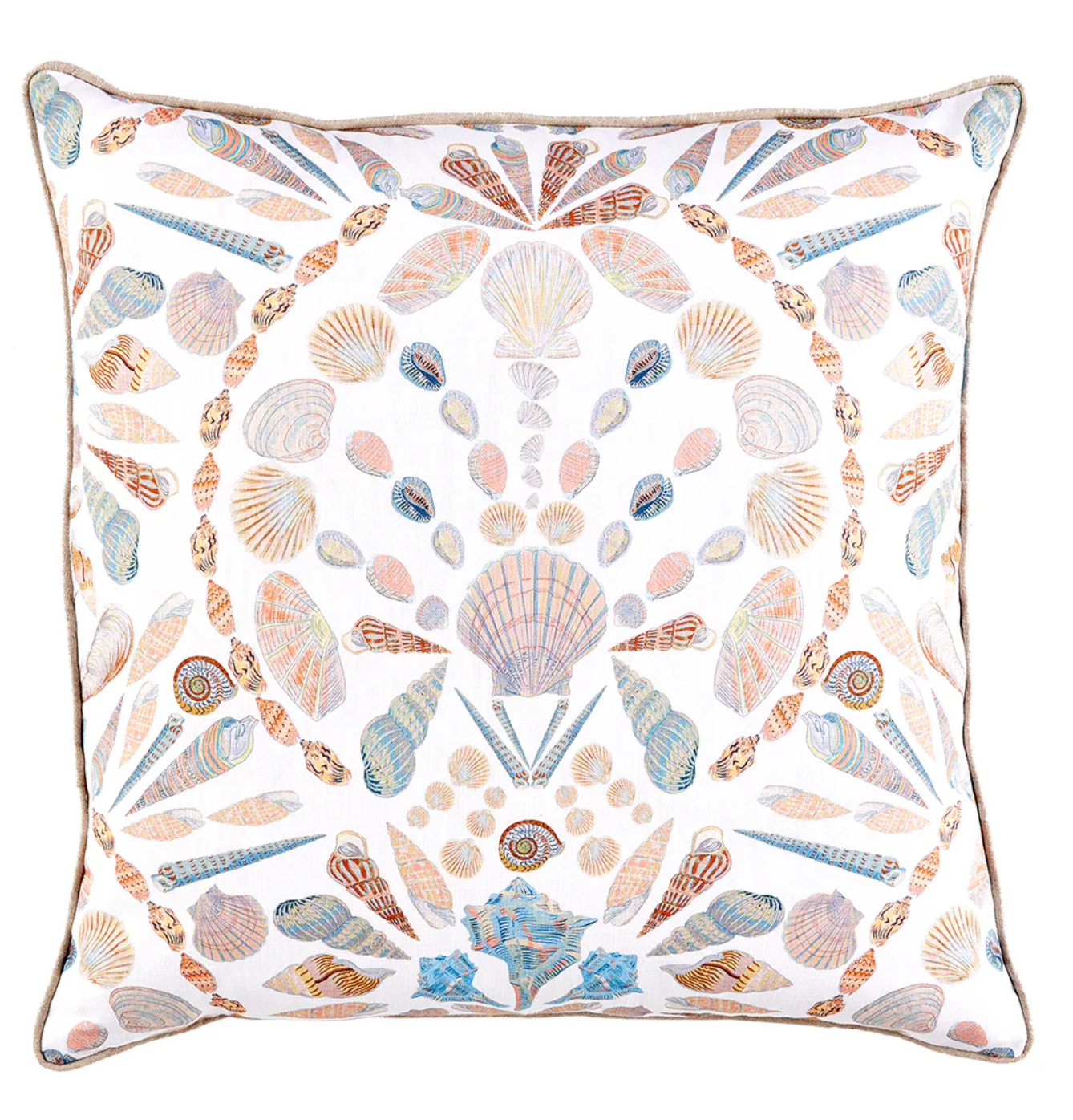 SANIBEL SHELL W/ LINEN BACK & PIPE  22 x 22