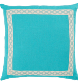 HAMPTON AQUA W/ HAMPTON PEACOCK BLUE TRIM KNIFE EDGE  22 x 22