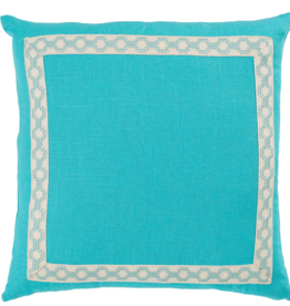 HAMPTON AQUA W/ HAMPTON PEACOCK BLUE TRIM KNIFE EDGE  22 x 22