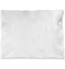 Q Home Design Ruffle White Melamine Rectangle Small Platter