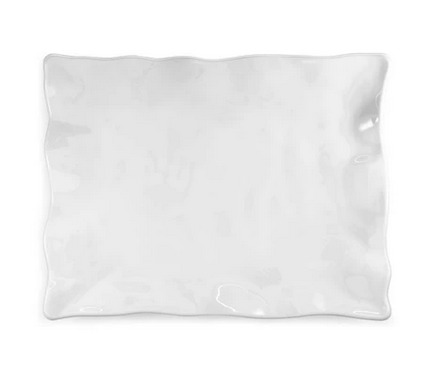 Q Home Design Ruffle White Melamine Rectangle Small Platter