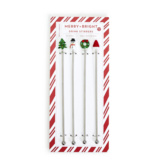 Christmas Cheers Set of 4 Drink Stirrers with Hand-Crafted Glass Icon on Gift Card