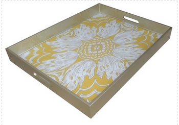 Sm Reverse Painted Mirror Tray 16"x11"x2.5"