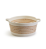 Hand-Woven Cotton and Water Hyacinth Basket MD - 15"Dia x 7"H