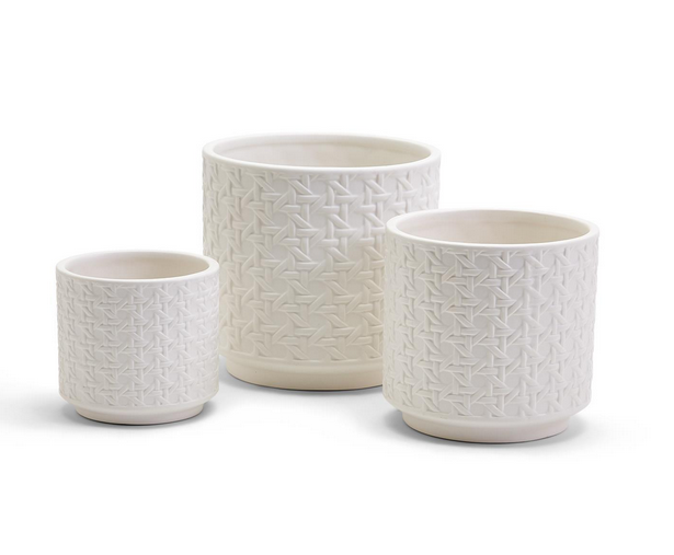 Embossed Cane Webbing Planter 5H x 5 1/4Dia