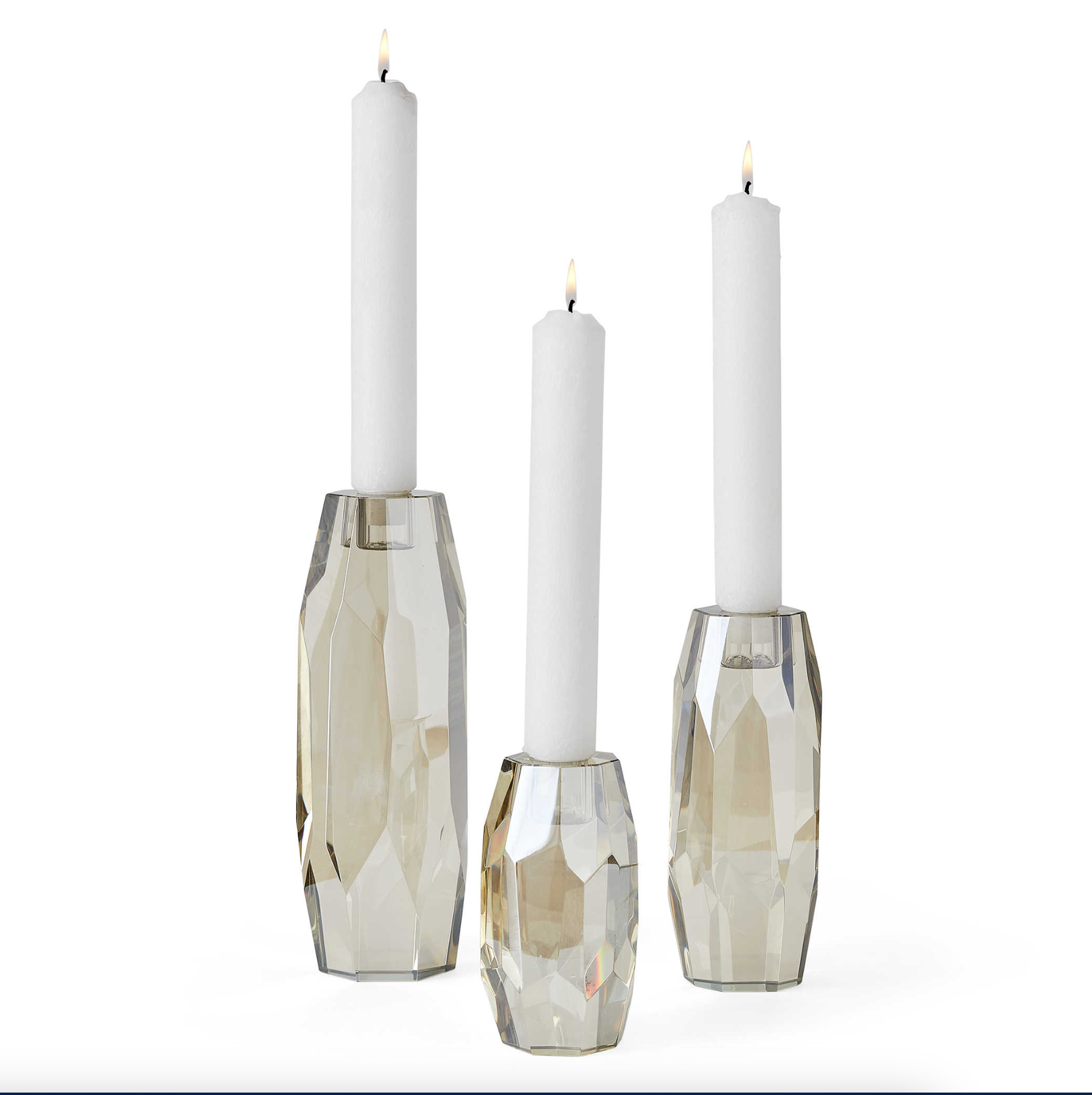 Crystal Multifaceted Taper Candleholder - Medium, 3x7x3