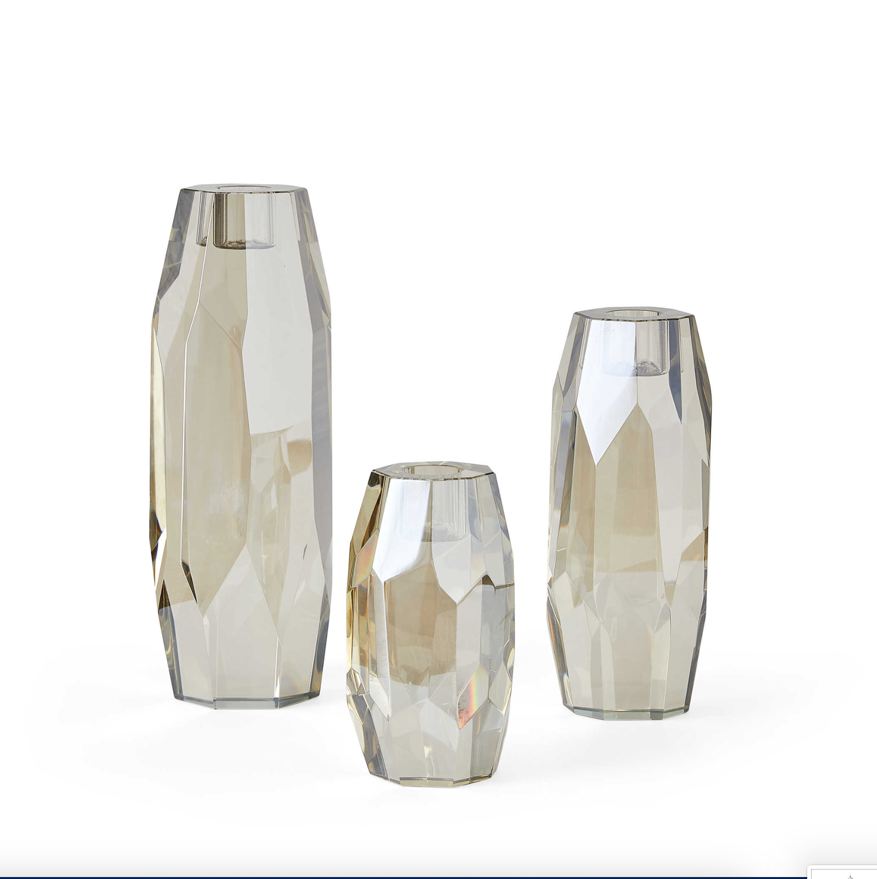 Crystal Multifaceted Taper Candleholder - Medium, 3x7x3