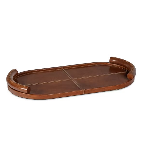 Forte Leather Tray Oval - Cognac