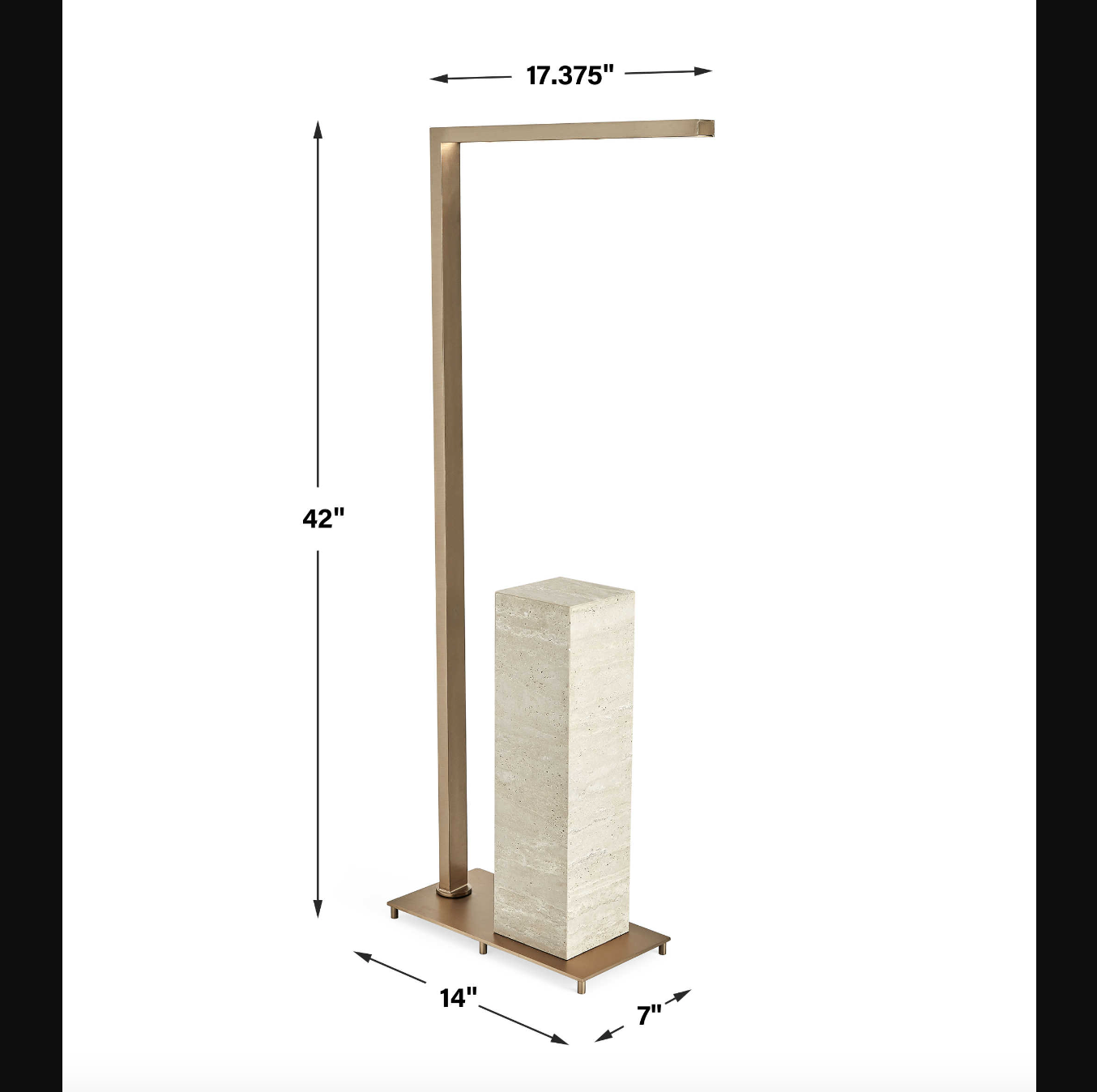 Illume Drink Stand - Travertine/Brass 42H
