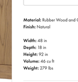 Delacruz Cabinet Natural / 92x48x18
