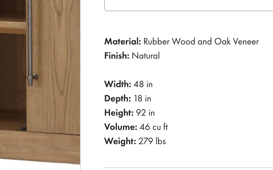 Delacruz Cabinet Natural / 92x48x18