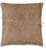 Cloud9 Design Beige Woven Leather with fringe layered over matching velvet 22"