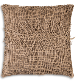Cloud9 Design Beige Woven Leather with fringe layered over matching velvet 22"