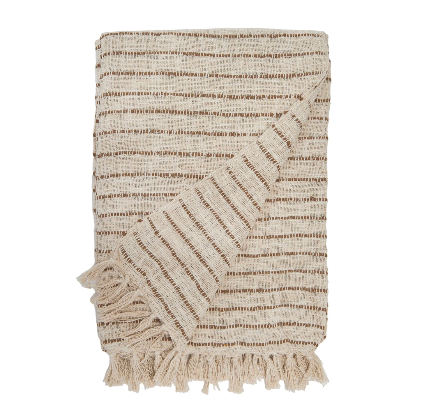 Pom Pom at Home JOJO-OVERSIZED THROW 60 X 90 / IVORY/WALNUT -HANDWOVEN