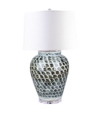 Moss Green Fish Scale Jar Lamp Acrylic Base / 32hx20dia
