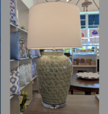 Moss Green Fish Scale Jar Lamp Acrylic Base / 32hx20dia