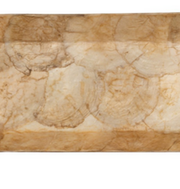 Capiz Shell Tray with Abalone Shell - Gold