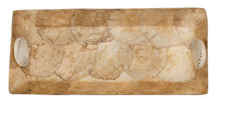 Capiz Shell Tray with Abalone Shell - Gold