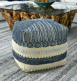 Malibu Pouf - Blue   24 W X 19 H X 24 D