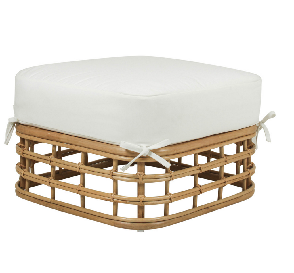 Bahama Rattan Ottoman with Cushion 26x26x20