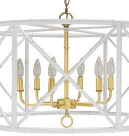 Six Light Chandelier White 27"Dia x 17"H