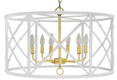 Six Light Chandelier White 27"Dia x 17"H