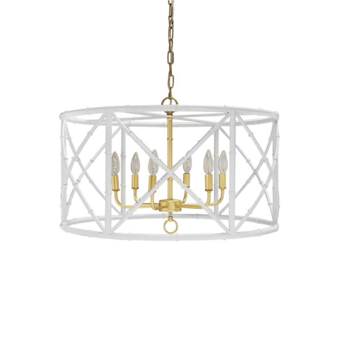 Six Light Chandelier White 27"Dia x 17"H