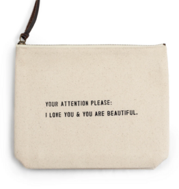 Your Attention Please Canvas Zip Bag 8.5"x7.5"