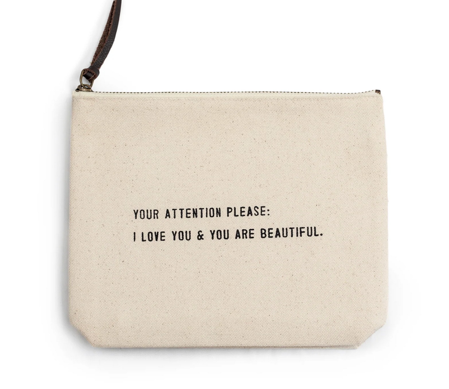 Your Attention Please Canvas Zip Bag 8.5"x7.5"