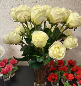 2 Dozen Long Stem Roses in Flared Vase (Light Green)
