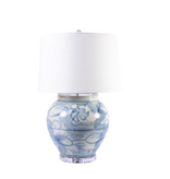 Blue & White Twisted Flower Open Top Lamp / 30h x20dia