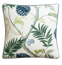 Magalia (Azure) - 100% Linen /Cotton Embroidery 22x22