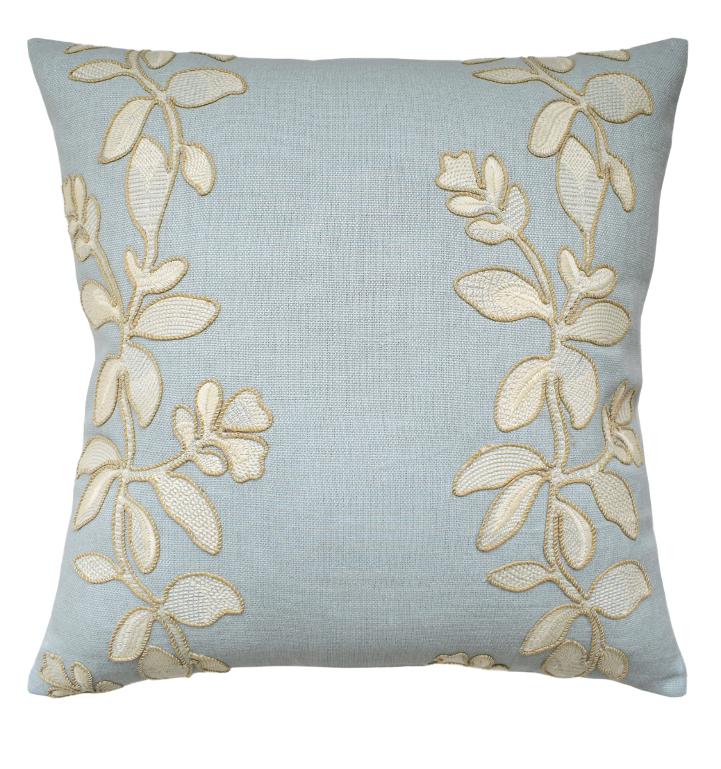Ginger Flower (Celeste) /Embroidered Linen 14x20