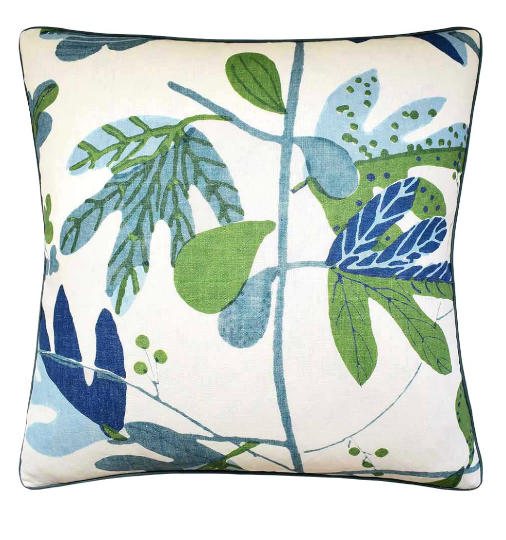 Matisse Leaf (Green/Blue) / linen 22x22
