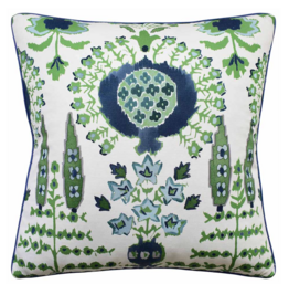 Mendoza Suzani Blue/Green on White - 22x22
