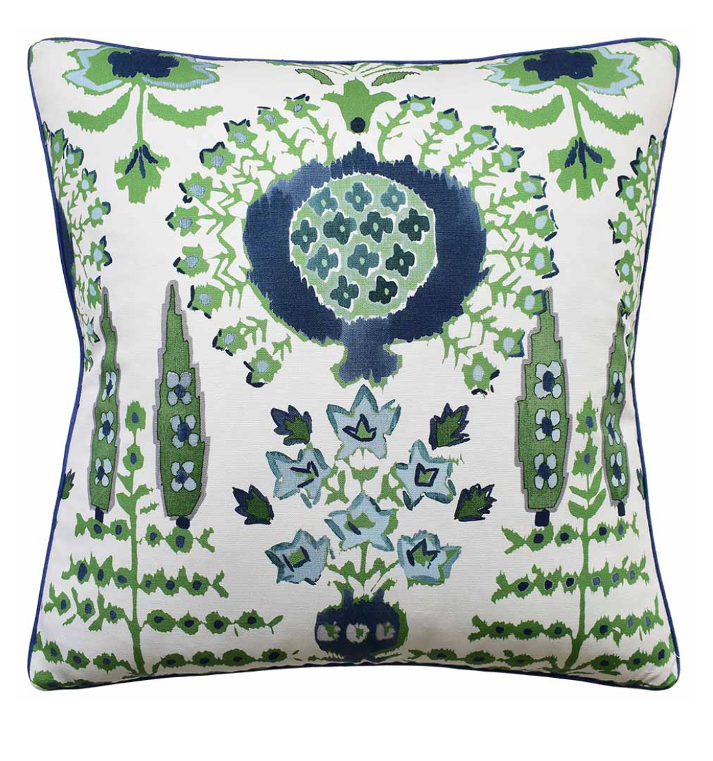 Mendoza Suzani Blue/Green on White - 22x22