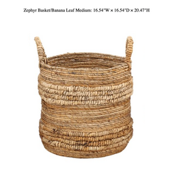 Zephyr Basket/Banana Leaf Medium  16.54"W × 16.54"D × 20.47"H