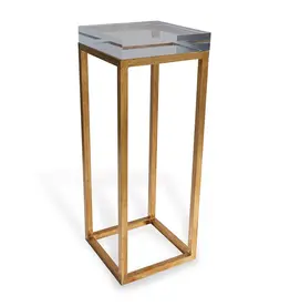 DRAKE LUCITE TABLE CLEAR/GOLD 27"H x 10" x 10"