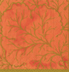 Gilded Majolica Coral Cocktail Napkin