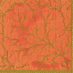 Gilded Majolica Coral Cocktail Napkin