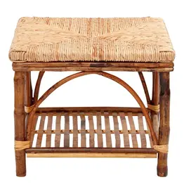 Ottoman w/Woven Rush Seat - W24 x D24 x H19"