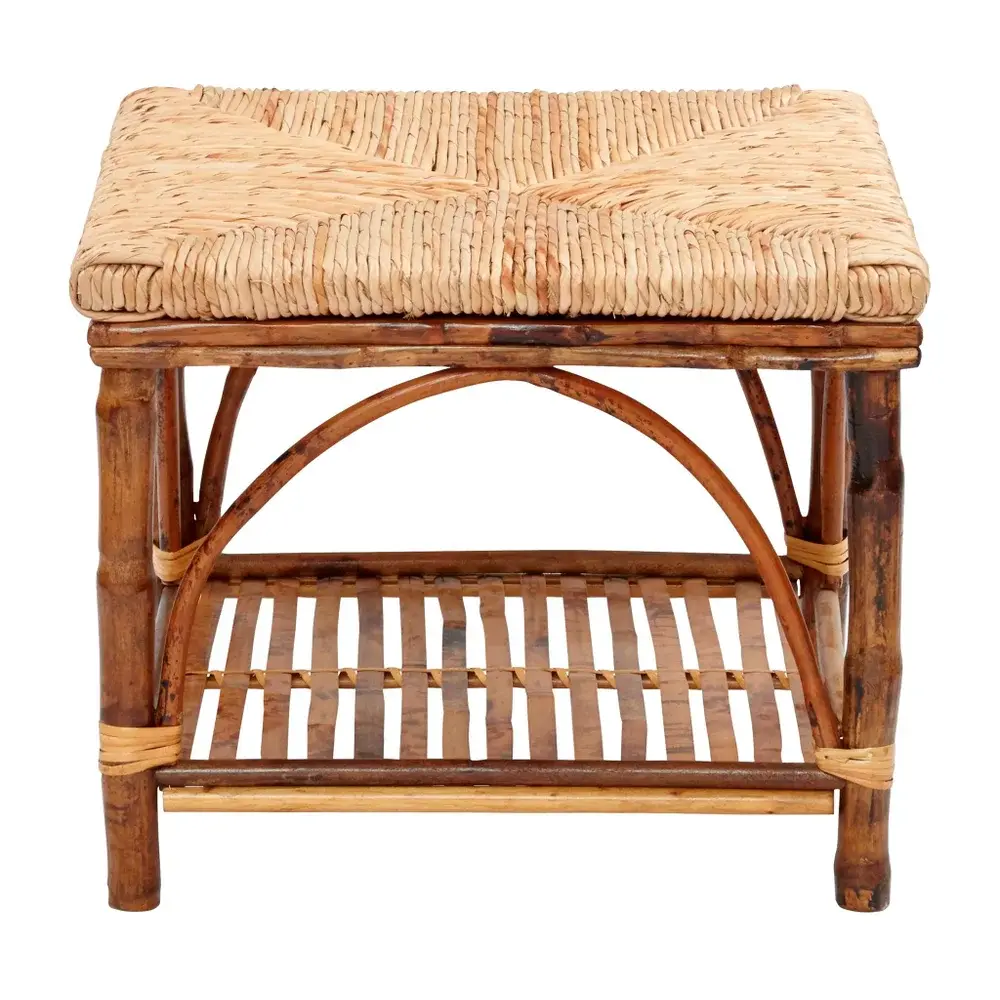 Ottoman w/Woven Rush Seat - W24 x D24 x H19"